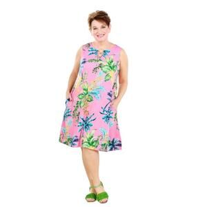 Studio Park Women's 1XP Jane‎ Treacy Pink Tropical Hardware Sleeveless Dress